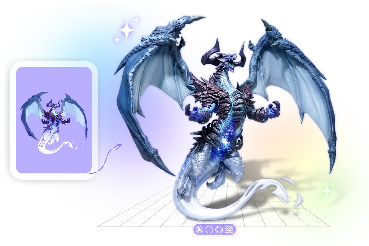 Dragon concept image to detailed 3D model