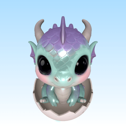 Pearlescent Chibi Fantasy Dragon