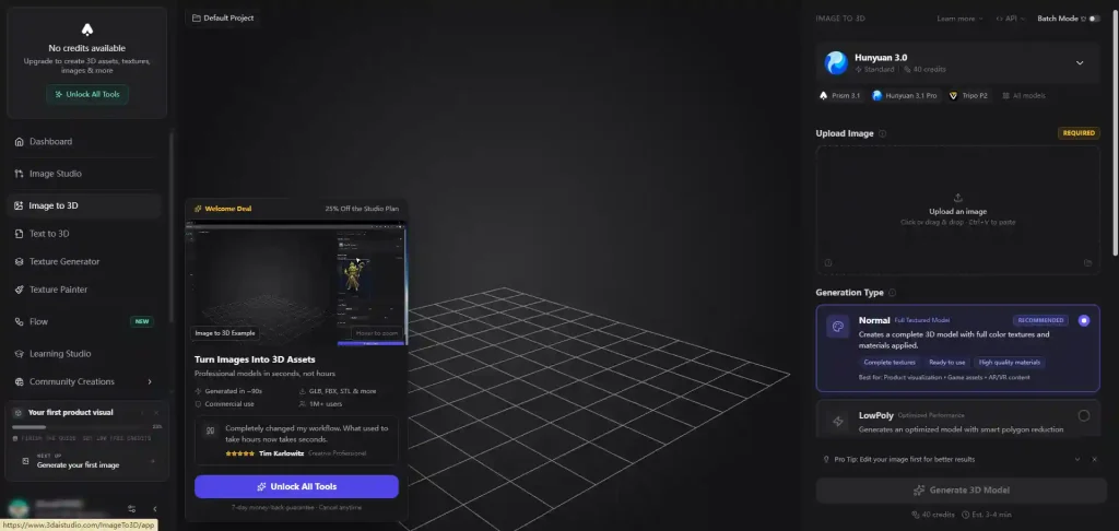 3d ai studio playground