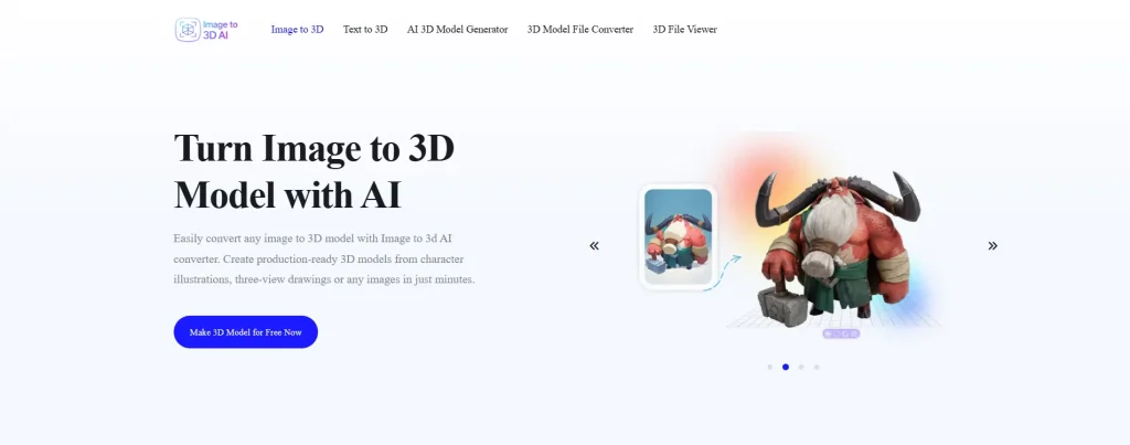 Image to 3D AI Homepage