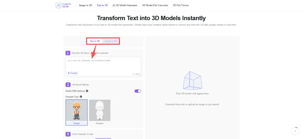 Text to 3D Playground