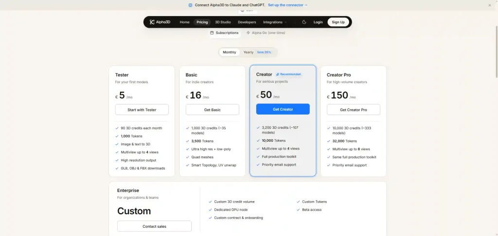 alpha3d pricelist