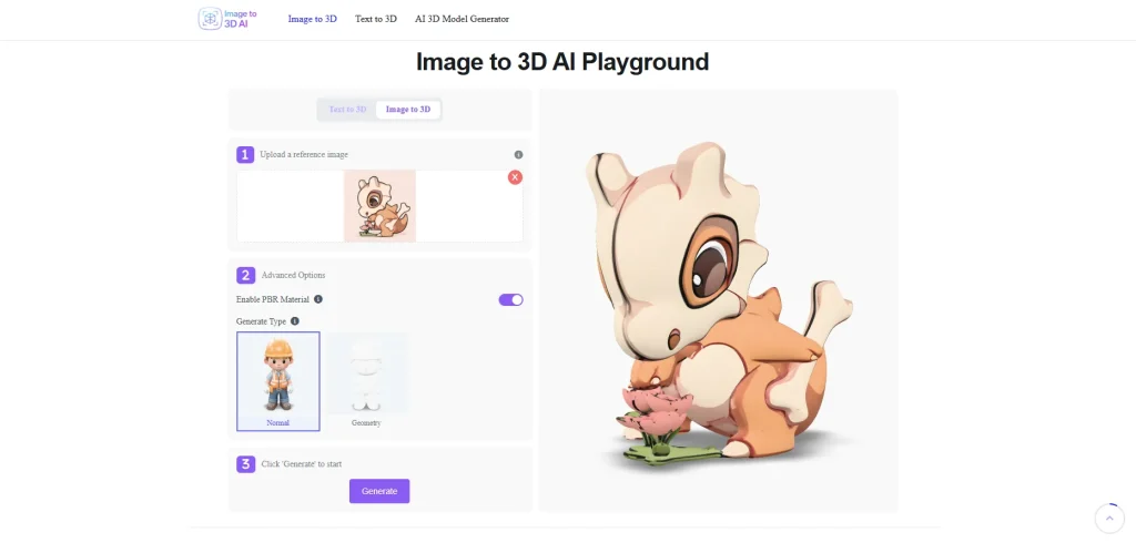 image to 3d ai playground