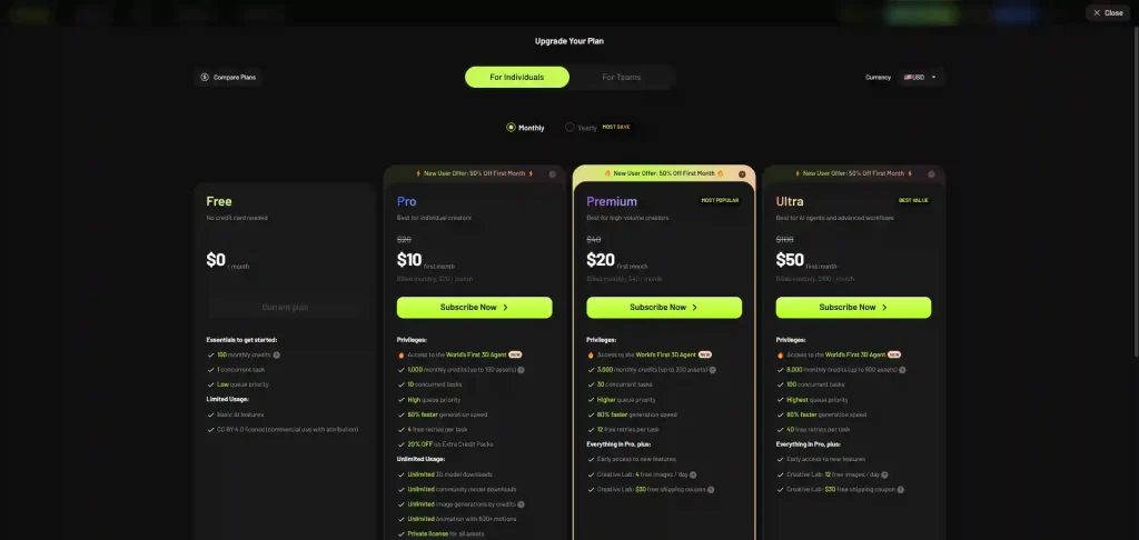 meshy pricelist