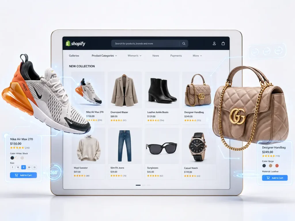 3D product visualization for shopping website example
