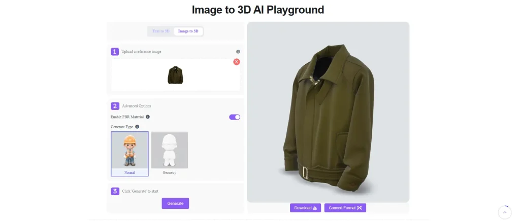 Image to 3D AI Playground