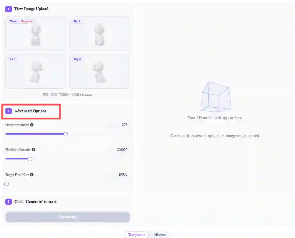 Advanced options for multi-view 3D generation