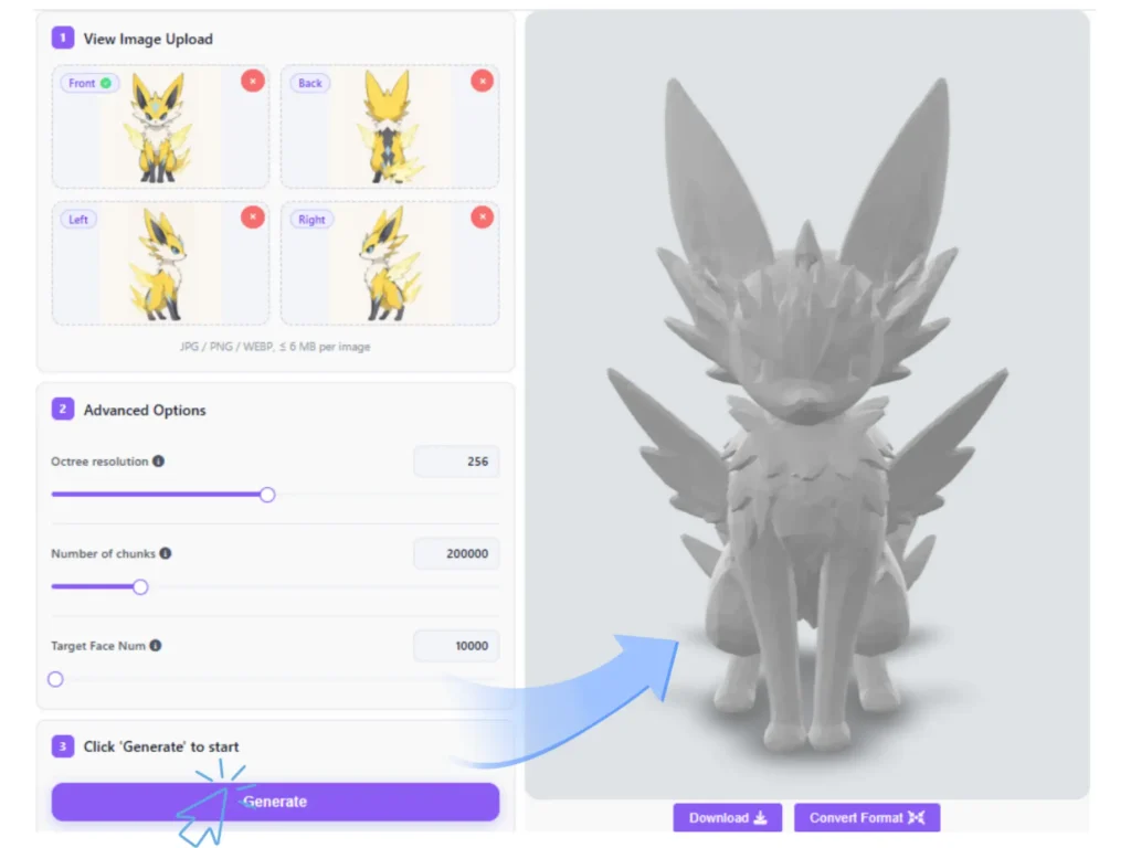 generate your 3d model
