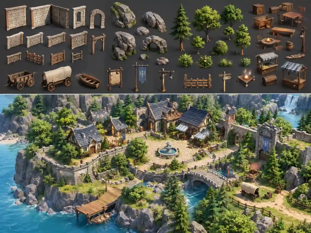 Environment pieces 3d game assets