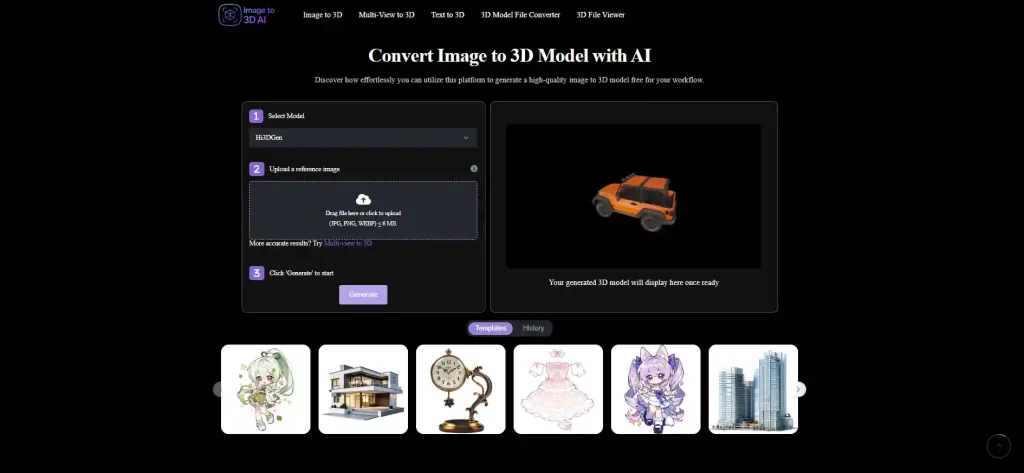 Image to 3d AI workflow