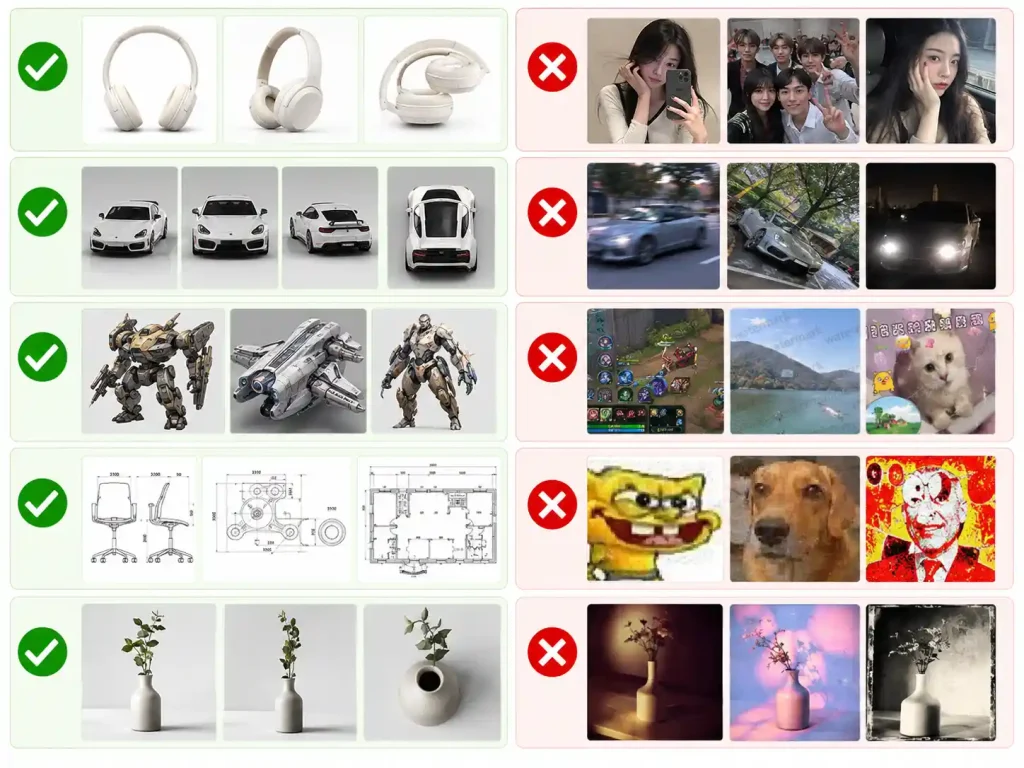 good and bad reference images for AI 3D model generation