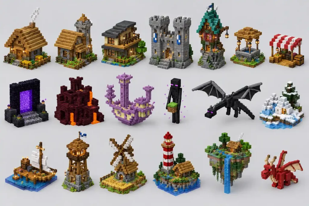 Minecraft Buildings and Miniatures 3d model